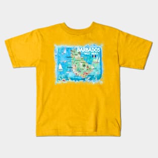 Barbados_Illustrated_Travel_Map_With_RoadsS Kids T-Shirt